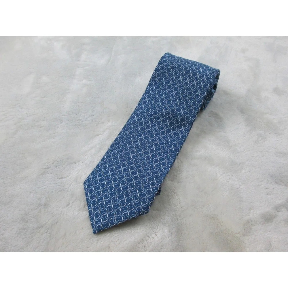 NEW ETON Neck Tie Mens Blue Geometric Silk Made In Italy Casual 13